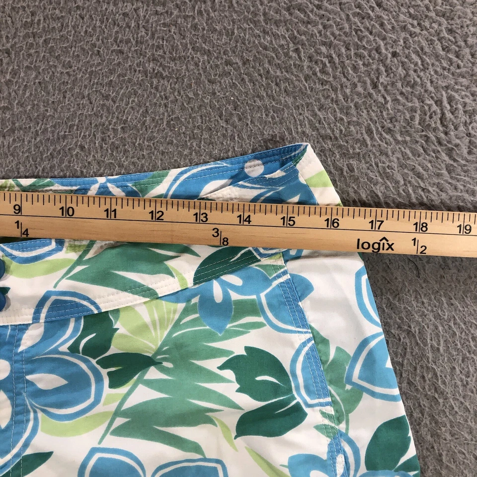 Pantalones Cortos Ll Bean Para Mujer 8 Verde Estampado Floral Nylon Aire Libre Senderismo Camping Foto 3 de 4