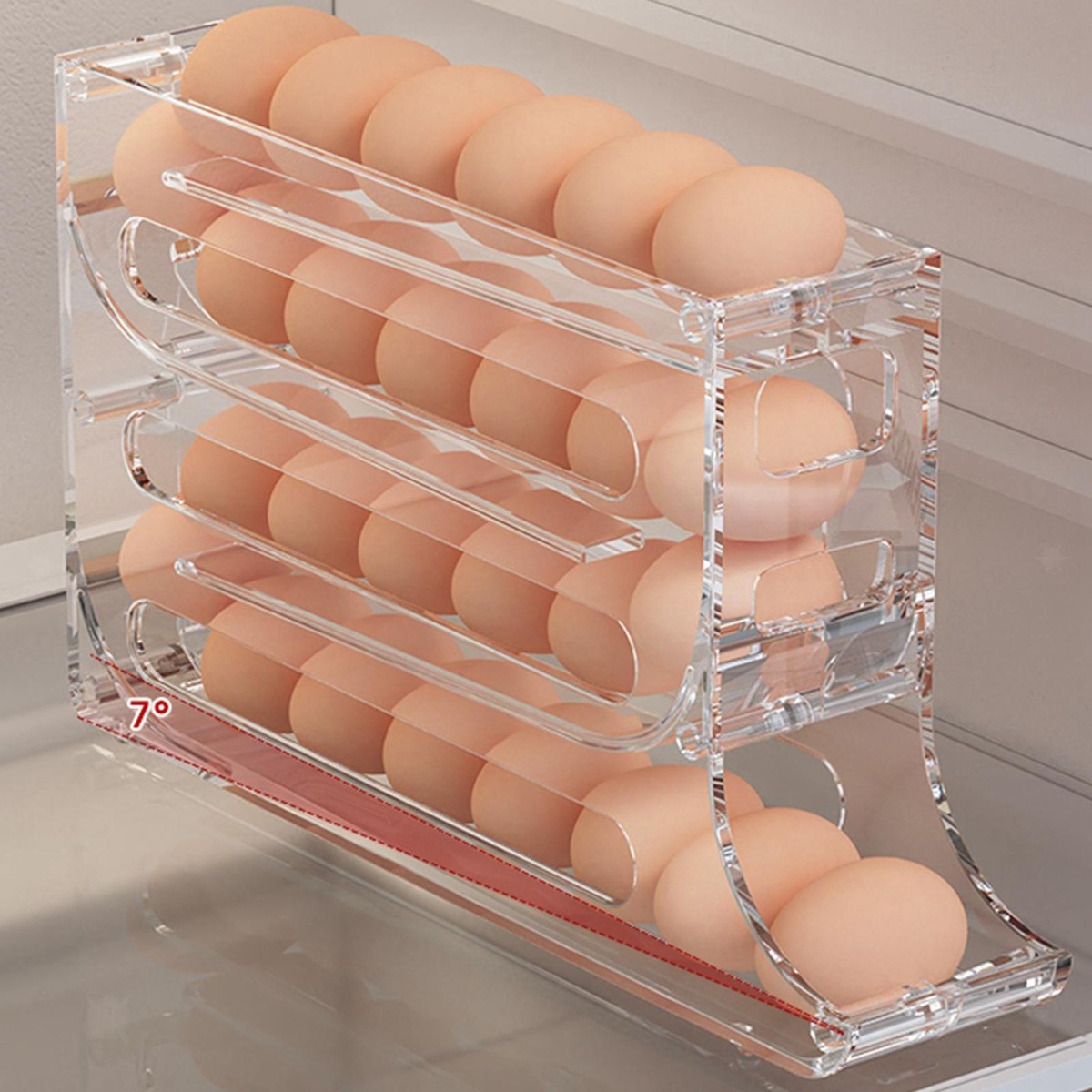 Range-œufs Frigo 4 étages - Distributeur œufs 30 Places - Économiseur D'espace Transparent