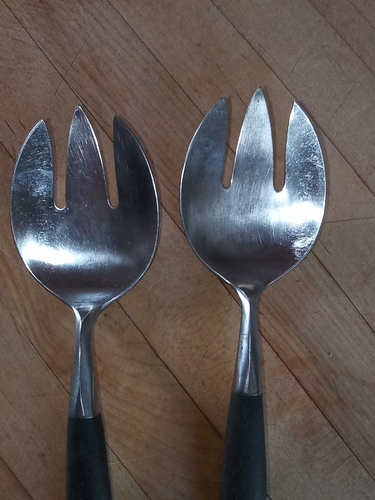 Vtg VIKING FORGED Stainless JAPAN Black Handle SALAD FORK - Picture 3 of 7