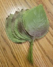 24 VTG UNUSED 1950S EMBOSSED 3.5" LEAVES ON WIRE MILLINERY FLOWER CRAFTS