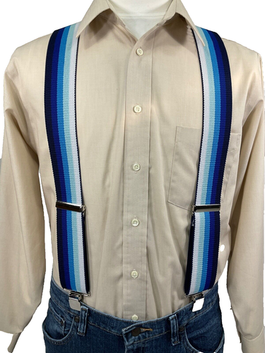 Men's, Blue Stripe, XL, 2", Adj. Suspenders / Braces, Made in the USA