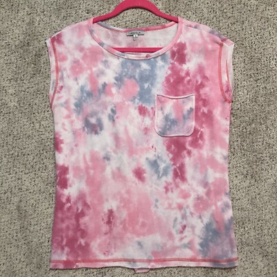 White Birch Pink Sleeveless Top / Cloud Dye Tie Dye Soft T-shirt  Sz S NWOT