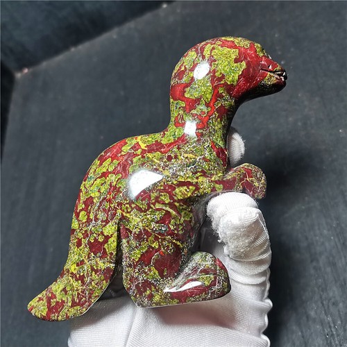 TOP 275.7g Natural Dragon Blood Stone Jasper Crystal Handcarved Dinosaurs YX398 - Picture 9 of 12