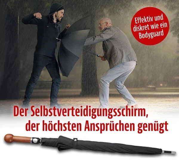 Selbstverteidigungsschirm mit teflonbeschichtetem Schirmdach und Stahlspitze - Bild 2 von 4