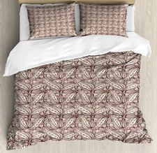 Image of Brown Paisley Duvet Cover Set Intertwined Leaves