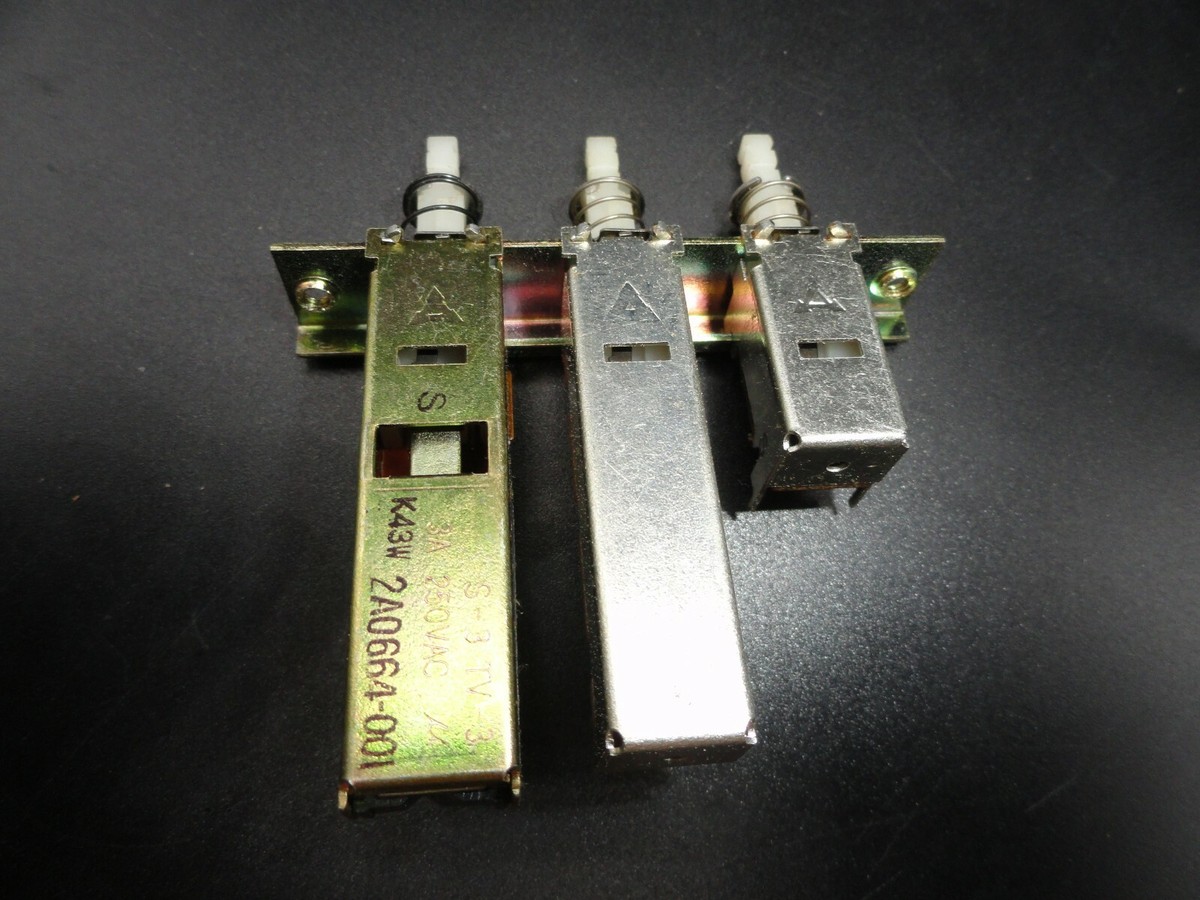 NOS 3 Gang Radio Selector style Switch, 3 push button array (Lot