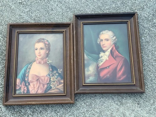 Rococo Renaissance French Provincial FRAMED ART Courting Couple SET 15/12 ❤️j8 - Picture 3 of 12