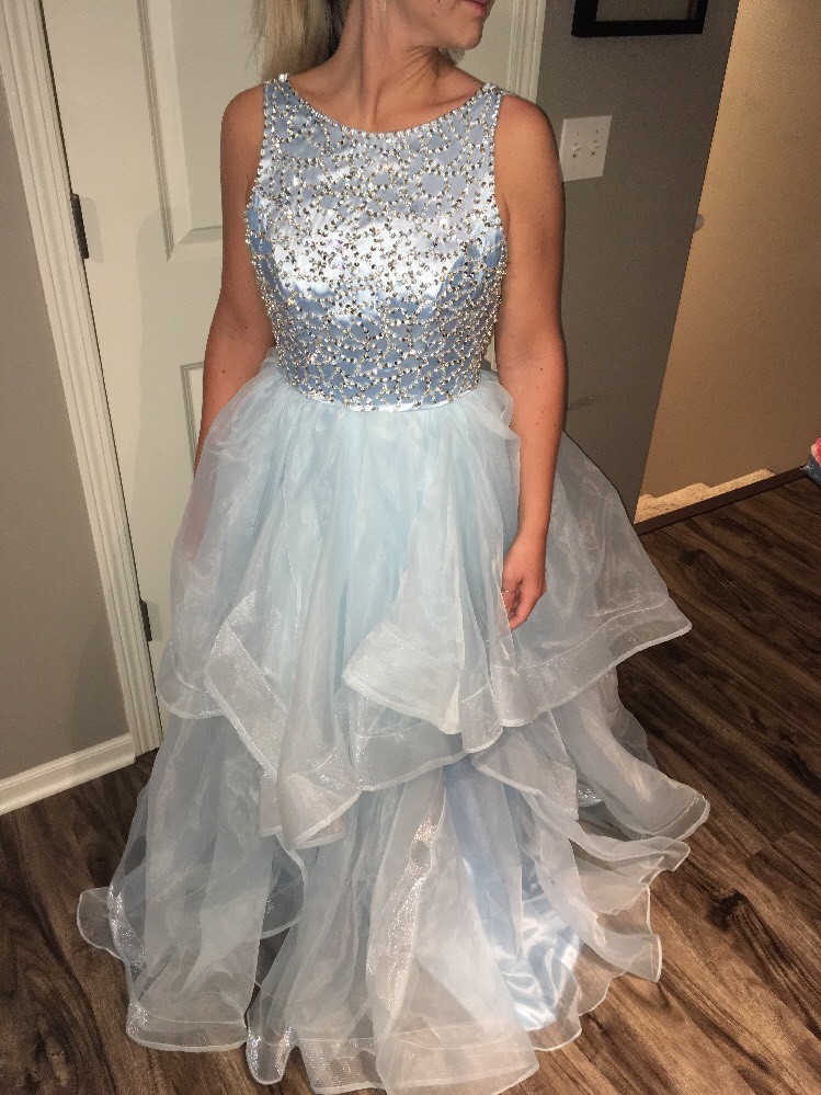 New Prom Dress / Pageant Dress Blue Silver Sequin Sparkle Custom Dress Size 4 🥇 Own That Crown