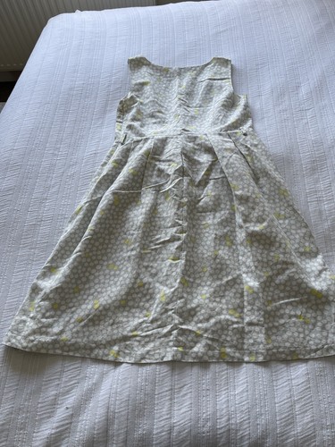 Lovely Kew Grey White Yellow Linen Blend Sleeveless Dress Size 14 Summer - Picture 8 of 9