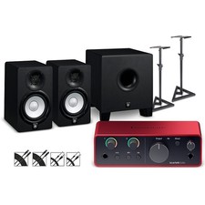 Focusrite Scarlett Solo Gen 4 wYamaha HS Studio MonitorsSubwoofer Bundle HS5