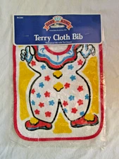 Vintage 1991 Clown Baby Bib Terry Cloth by Baby King BK2390 NEW