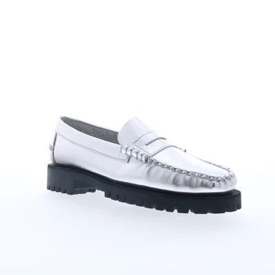 Sebago Dan Met Lug loafer pour femmes en cuir argent - Photo 1/4