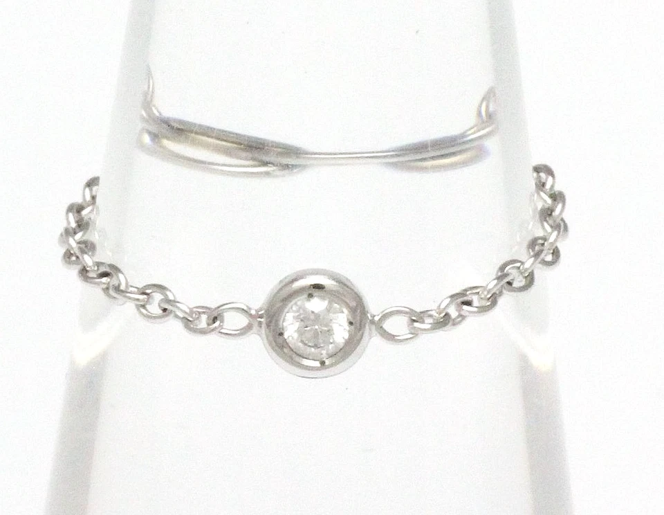 Anillo Dior Oui Mimioui Diamante Oro Blanco Cadena Anillo Pinky con Caja US4-4.5 EU47 Foto 2 de 4