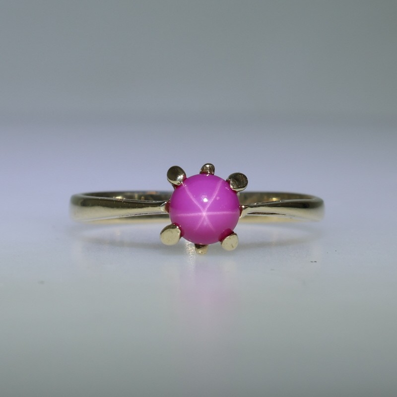 Yellow Gold Lab-Created Star Ruby Solitaire Ring … - image 2