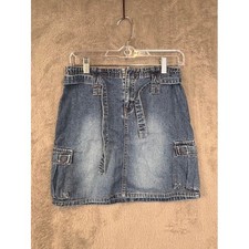 Tommy Hilfiger Vintage Y2K Denim Cargo Mini Skirt Blue Medium Wash Small