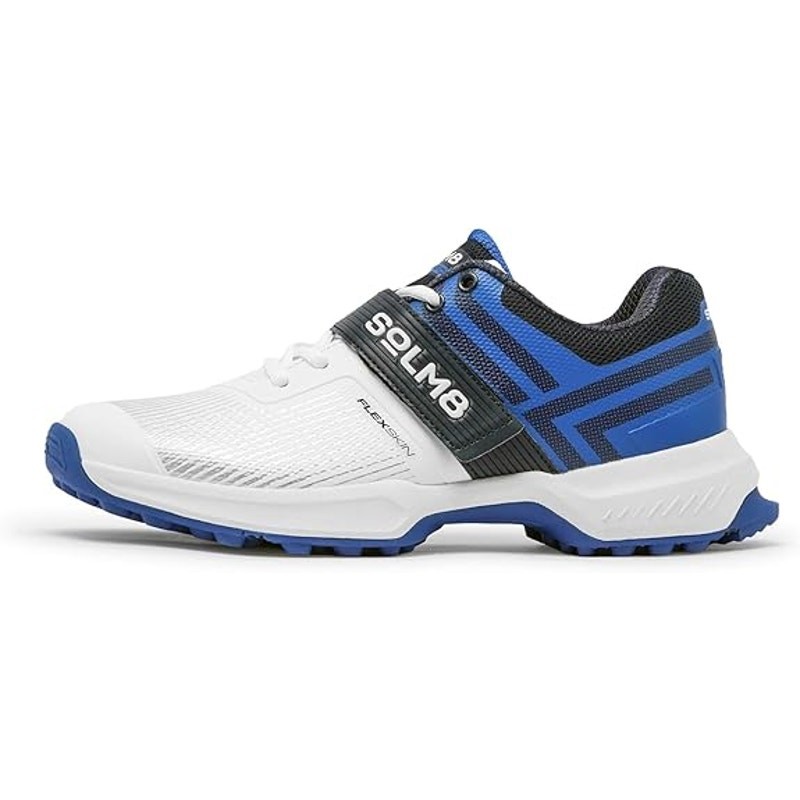 SOLM8 Mens Size 11 Blue White Lace Up Hook Loop S8 Cricket Spikes