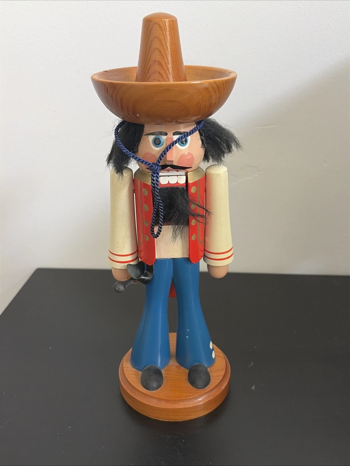 Vintage 11" Wooden Nutcracker Mexican w/Sombrero Ulbricht Erzgebirge Germany
