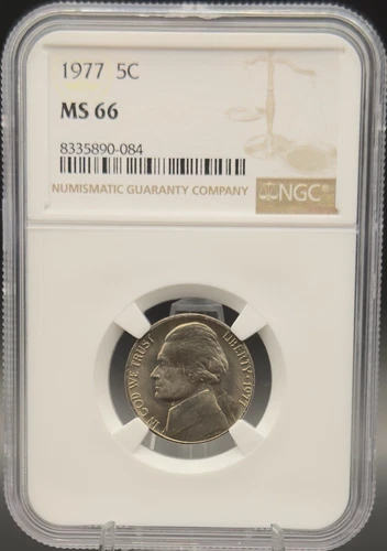 1977 Jefferson Nickel 5C NGC MS 66 Beautiful Bronze Toning on Obverse an Reverse