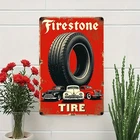 2D Flat - Vintage Firestone Tire Tin Metal Signs Home Décor 8x12 Retro Wall Plaq
