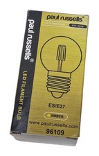 Paul Russells 4W LED Filament Bulb ES E27 Amber 380lm 45x77mm Not for Dimmer