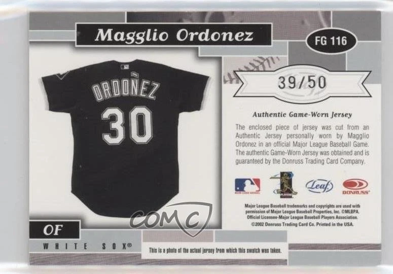 2002 Leaf Certified Silver Die-Cut Position /50 Magglio Ordonez #FG116 - Image 2 of 2
