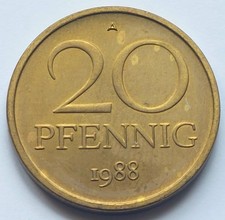 DDR, 3. M&uuml;nzserie, 20 Pfennig 1988 A, J. 1511b ***(#102)