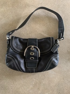 Coach Black Shoulder Bag Buckle Accent Silver Hardware Inner