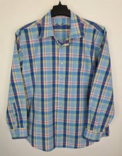 Alan Flusser Mens Shirt Plaid Button Long Sleeve Size XL Flip Cuffs Cotton
