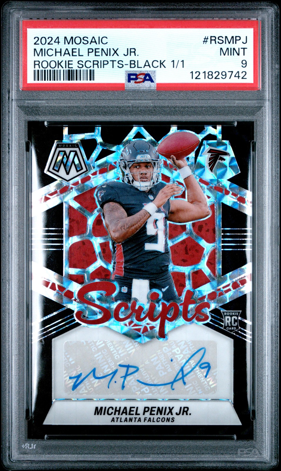 Michael Penix Panini Mosaic Rookie Scripts #RSMPJ Black 1/1