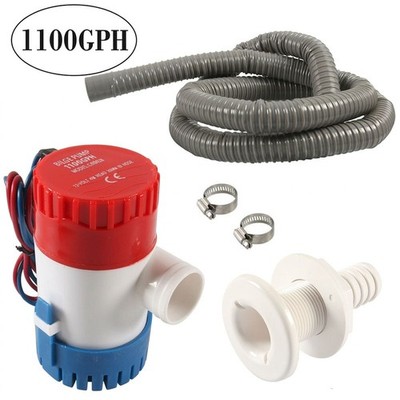 Elektrische Boot Bilgenpumpe Kit 12V 1100GPH Tauchpumpe mit 6FT Schlauchschellen