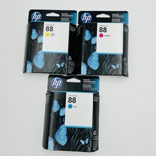 Set of 3 New Genuine Sealed HP 88 Ink Cartridges 2015 Yellow Cyan Magenta