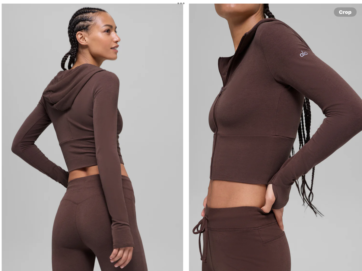 alo yoga Sway Full Zip Hoodie in Brownstone, NWT, XS,orig$128 | eBay