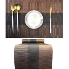 Elegant Placemats with Matching Table Runner,Washable Durable Plastic Placema...