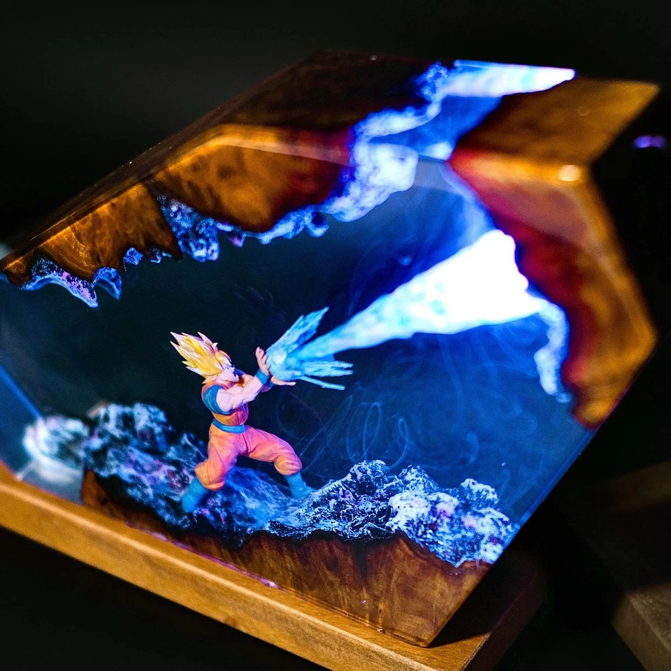 Anime-Inspired Saiyan Resin Lamp: 3D LED Art Sculpture for Home Decor Collectors - Image 2 of 3
