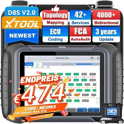 2026 XTOOL D8S Profi KFZ OBD2 Diagnosegerät Scanner ALLE System ECU Codierung