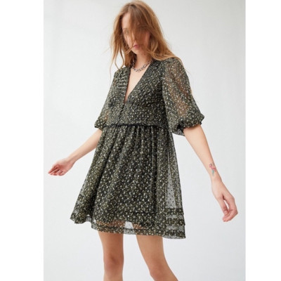 UO Urban Outfitters Babydoll Chiffon Green & Gold Metallic Dress Size M | eBay UO Urban Outfitters Babydoll Chiffon Green & Gold Metallic Dress Size M | eBay