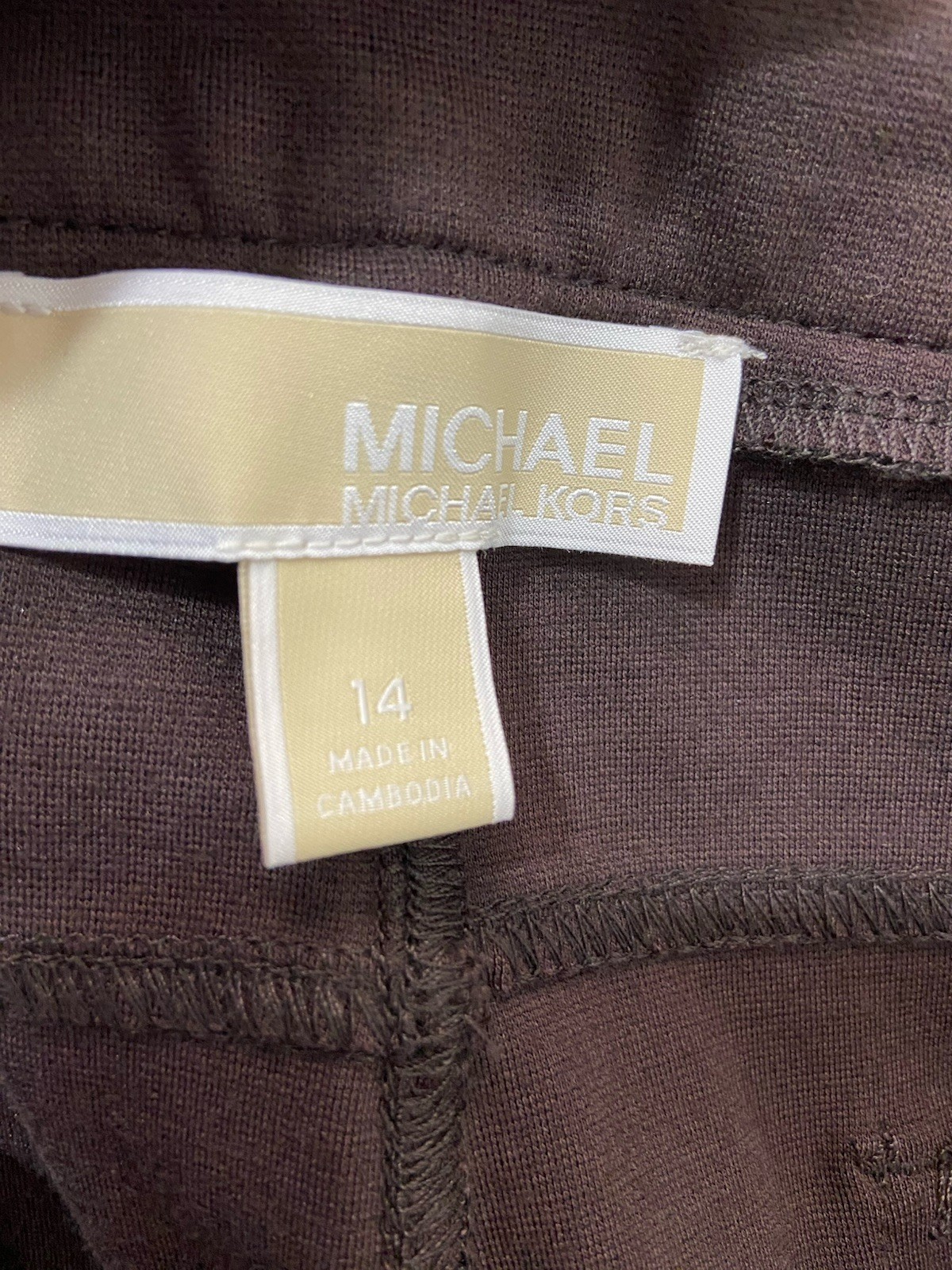 Michael Kors Womens Slim Ponte Knit Ankle Pant Size 14  Stretch Brown