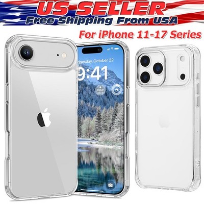 For iPhone 17 16 15 12 11 Pro Max Mini Soft Silicone Clear Cover Shockproof Case