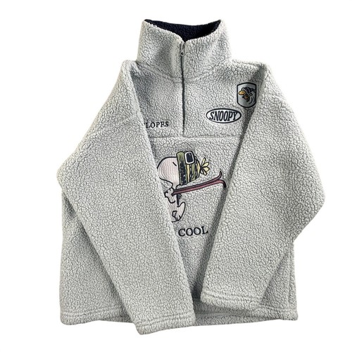 Peanuts Sweatshirt Womens XL Blue Sherpa Fleece Pullover 1/4 Zip Snoopy Ski Cozy - Picture 6 of 14