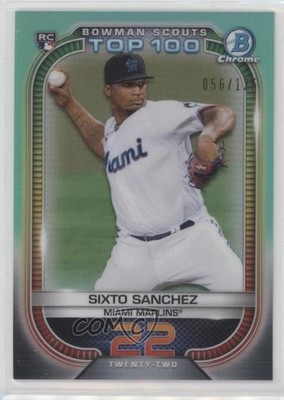 2021 Bowman Scouts Top 100 Aqua Refractor 56/125 Sixto Sanchez Rookie RC i6e