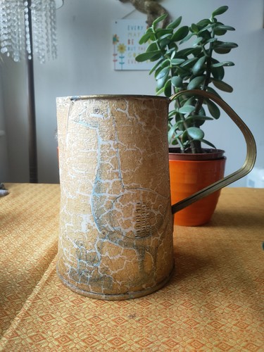 Contemporary Fine Art galvanized zinc jug with Geese Mothers and Goslings scene - Picture 1 of 15