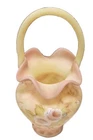 Fenton Art Glass Burmese Diamond Optic "Heirloom Optics" Basket Pink Colored