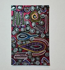ACEO original painting metallic watercolor/ink on black paper OOAK abstract