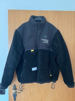 Aape - by a bathing Aape - Oversize Fleece Jacke mit Kapuze - Schwarz - Gr. M