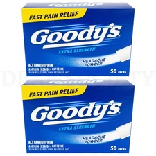 Goody's Extra Strength Headache and Pain Relief Powder Aspirin 50 Count Lot of 2