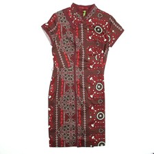 Skunkfunk Women's Red Short Sleeve Mandarin Collar Shirt Dress Size 3