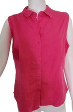 Ophelia Roe Women's Sleeveless Fuscia Top Size L Linen Rayon Resort Beach Travel