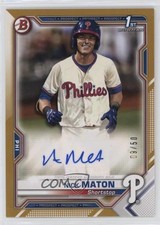 2021 Bowman Paper Prospect Auto Gold Border 9/50 Nick Maton #PAPR-NM Auto 03rx