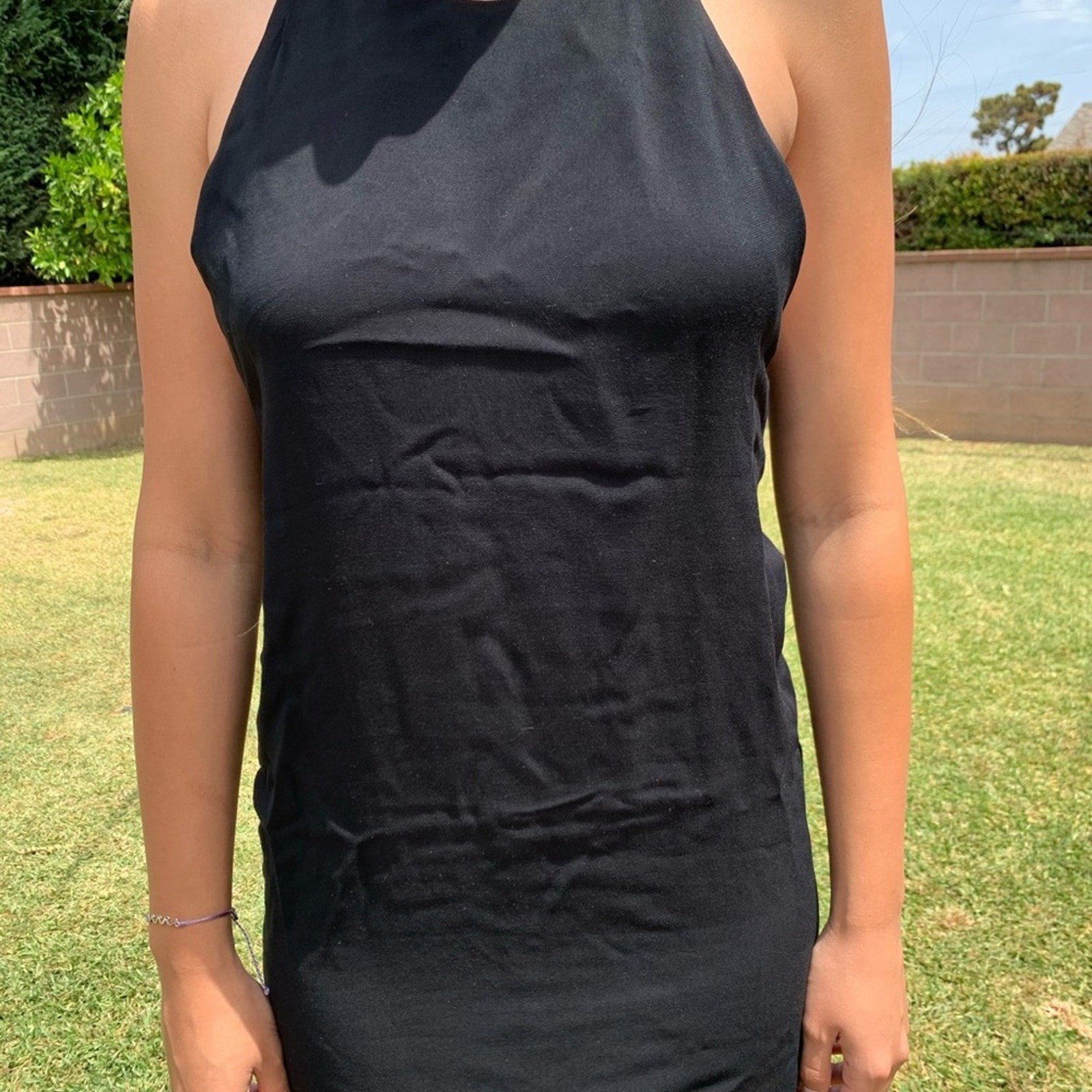 Zara Black Halter Linen Blend Mini Dress Size Small thumbnail 12