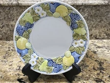 Vintage Metlox Vernon Florence Bread And Butter  Poppies Fruit Majolica Set Of 4